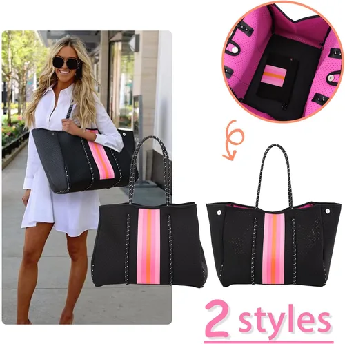 Miniatura 5 de IBEE Bolsa de neopreno para mujer, bolsa grande de neopreno, bolsa de playa plegable para piscina