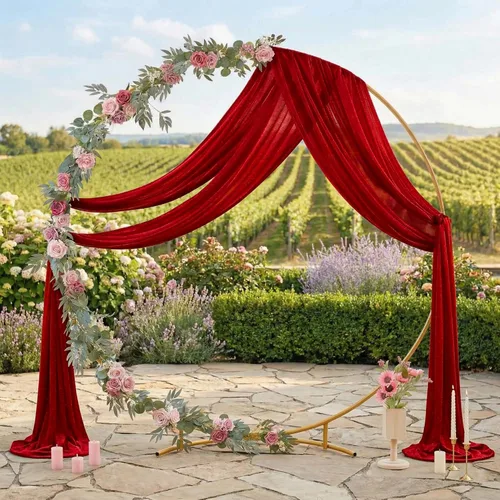 Miniatura 3 de MDS Paquete de 2 paneles de cortina para arco de boda (30 pulgadas de ancho x 20 pies de largo) tela de gasa transparente para boda, ceremonia, Rojo