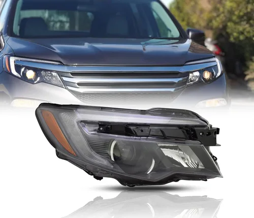 Miniatura 11 de Conjunto de faros delanteros compatible con Honda Pilot (2016-2018), Ridgeline (2017-2020) Faro halógeno certificado CAPA, izquierda/lado