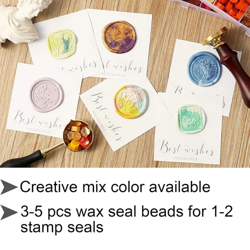 Miniatura 6 de 1200 cuentas surtidas para sellos de cera, cuentas de cera de sellado Andotopee para sellos de sellos, pellets de colores de 48 colores, negro