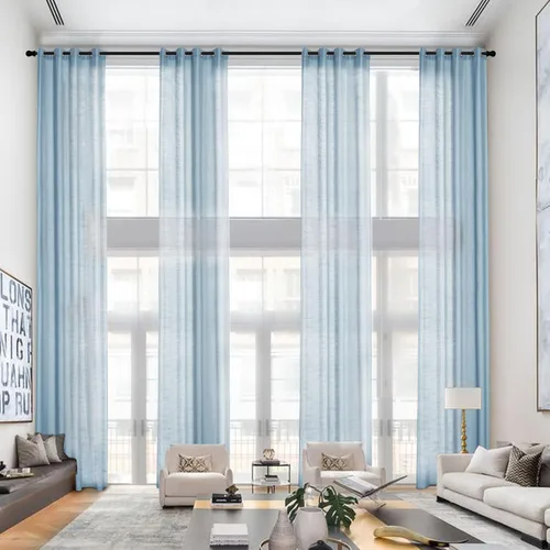 Frelement Cortinas extralargas con ojales, cortinas de lino transpirables para techo alto, loft, dormitorio, cortinas altas con aislamiento térmico,