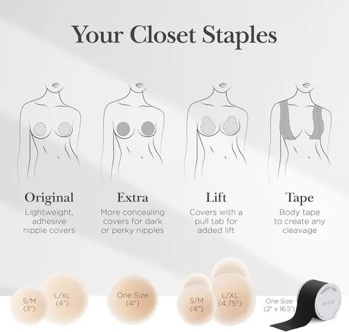 Miniatura 8 de NIPPIES - Cubiertas para los pezones de la mujer, parches adhesivos de silicona con caja para viajar