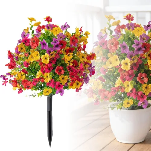 Miniatura 13 de Flores artificiales resistentes a los rayos UV: flores artificiales de 16 pulgadas para exteriores - Estacas de jardín de flores sintéticas