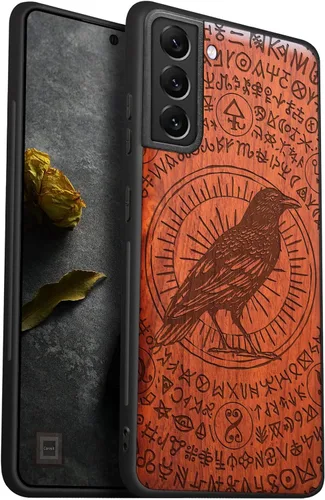 Miniatura 11 de Carveit Funda de madera para Galaxy S22 Ultra [madera natural y TPU suave negro] a prueba de golpes, diseño único de madera compatible con Samsung