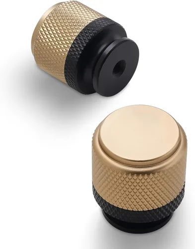 Miniatura 26 de Paquete de 10 tiradores para gabinete de cocina, tiradores mate negro y bronce champán, tiradores de cajón estriados negros, herrajes de cocina