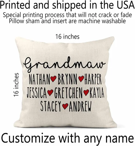 Miniatura 4 de Girls Love A Monogram Almohada para abuela – Regalos para abuela – Regalos para mamá de hija – Regalos para mamá – Almohada personalizada – Regalos