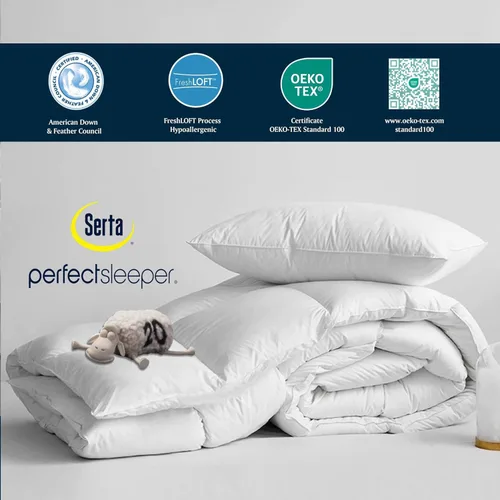 Miniatura 2 de Serta Edredón de plumón de ganso de fibra de algodón tamaño Queen, relleno de edredón 100% algodón, edredón de ropa de cama hipoalergénico de lujo