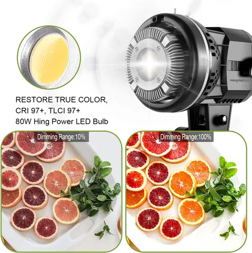 Miniatura 3 de GVM Great Video Maker Luz de video LED portátil de 80 W, luz blanca de 5600 K, luz de video equilibrada de luz diurna CRI 97+ iluminación continua