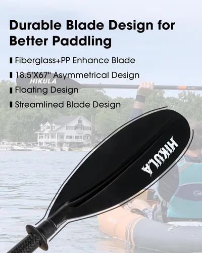 Miniatura 3 de Adjustable Carbon Fiber Shaft Kayak Paddle, Kayaking Oars with Reinforced Nylon Blade for Adults, 4 Piece, 86in/220cm to 90in/230cm