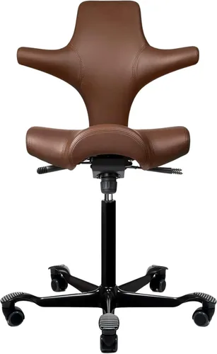 Miniatura 27 de HAG Capisco Silla de escritorio estándar ajustable, marco negro, asiento negro de vinilo ónix