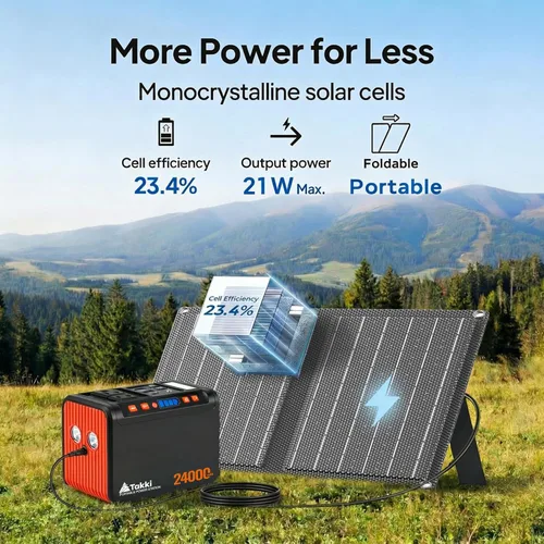 Miniatura 4 de Takki - Generador solar de 120 Wp, estación de energía portátil con paneles solares de 21 W, cargador solar de 88 Wh, puertos USB de CA y CC