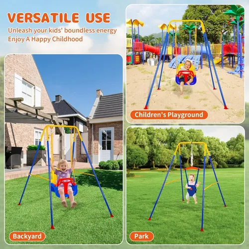 Miniatura 7 de Toddler Swing Set and Baby Jumper, Foldable Baby Swing Set with Metal Stand for Indoor & Outdoor Use, Baby Bouncer Jumper Durable Swing Set for Aged