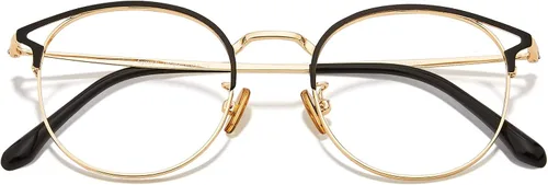 Miniatura 13 de Cyxus Gafas Redondas con Bloqueo de Luz Azul para Hombres y Mujeres, Marco de Alambre, Ultraligeras, Cómodas, para Oficina, Computadora