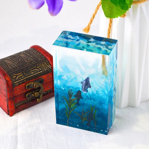 Miniatura 3 de Moldes Rectangulares Grandes de Silicona para Resina, Molde Profundo de Epoxi con Soporte de Marco de Madera para Preservación de Flores DIY