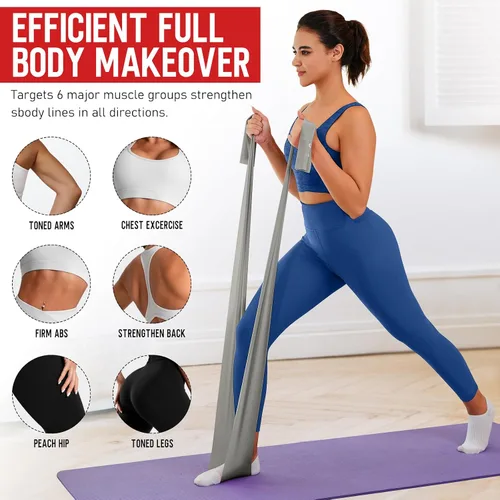 Miniatura 4 de WALITO Bandas de resistencia para entrenamiento, bandas de ejercicio para mujeres y hombres, bandas de entrenamiento para terapia física, Gris