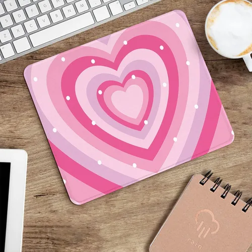 Miniatura 6 de Seorsok Alfombrilla de mouse con forma de corazón rosa, cuadrada, impermeable, base de goma antideslizante, para computadora portátil de oficina