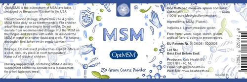 Miniatura 5 de Procapsin OptiMSM - Suplemento en polvo puro de metilsulfonilmetano MSM orgánico, sin gluten, sin OMG, cristales de azufre Opti MSM para niños
