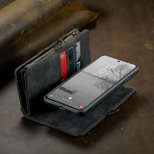 Miniatura 9 de Funda tipo cartera desmontable 2 en 1 para Samsung Galaxy S23 con tarjetero y funda de piel retro de alta calidad con tapa magnética, bolsillo