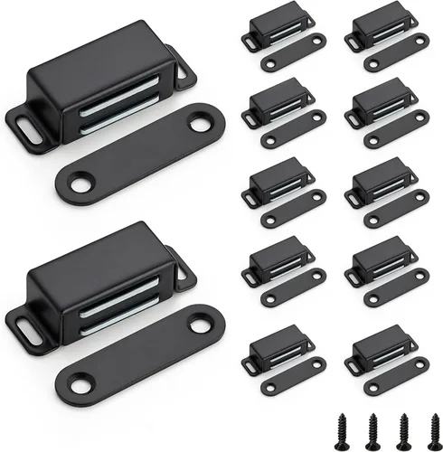 Miniatura 14 de Ravinte - Paquete de 8 cierres magnéticos para puerta en negro, imanes de gabinete negro mate, cierre magnético fuerte para gabinetes de cocina