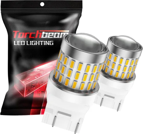 Torchbeam T20 7443 7440 Bombillas LED de señal de giro 7444NA 7442NAK, ámbar amarillo W21W 7441 7444 Bombillas LED con proyector de reemplazo para