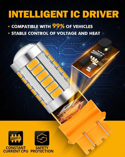 Miniatura 7 de Auxbeam 3157 - Bombillas LED amarillas ámbar, súper brillantes 3156 3057 4157 3457 4057 4114, bombillas de reemplazo para intermitentes delanteros