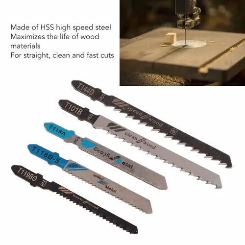 Miniatura 4 de Juego de 20 hojas de sierra de calar T118A T118B T118G T218A T111C T119BO T119B HSS Surtido T Shank Hojas de sierra de corte rápido para madera