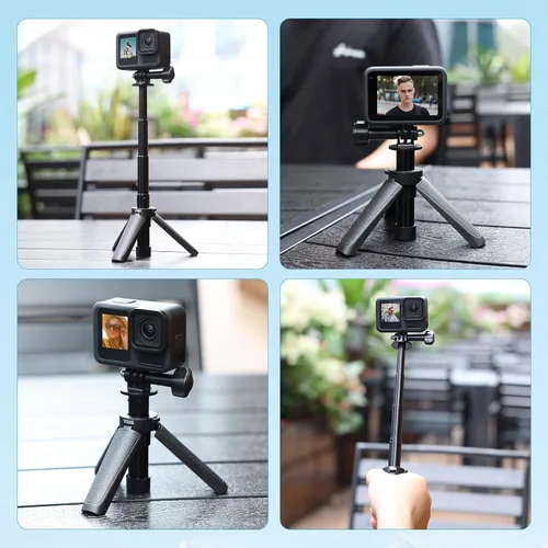 Miniatura 8 de VRIG TP29 Mini trípode extensible para cámara, portátil con mango pequeño, para cámara web de escritorio, selfie, trípode para DJI Osmo Action