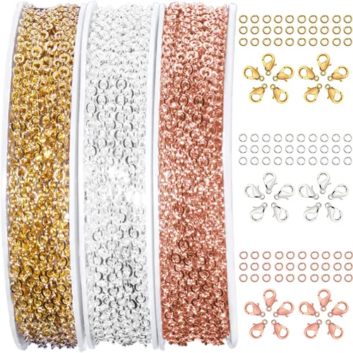 Miniatura 8 de Jishi Cadena de serpiente de oro de 33 pies de 0.047 in, cadenas para hacer joyas, collares, pulseras, suministros de joyería, hallazgos – Rollo