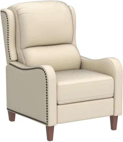 Miniatura 4 de HULALA HOME Silla Reclinable de Cuero Genuino, Sillón Reclinable Moderno de Empuje hacia Atrás con Asiento Grueso, Respaldo y Reposapiés, Decoración