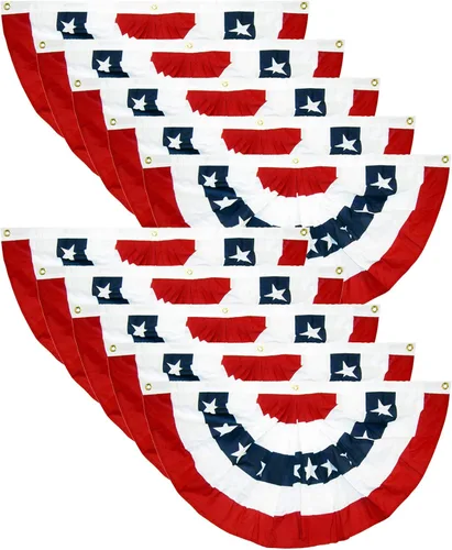 Miniatura 7 de 6 banderas patrióticas plisadas de Estados Unidos – 3 x 1.5 pies, bandera de Estados Unidos, bandera patriótica de banderines con estrellas y rayas