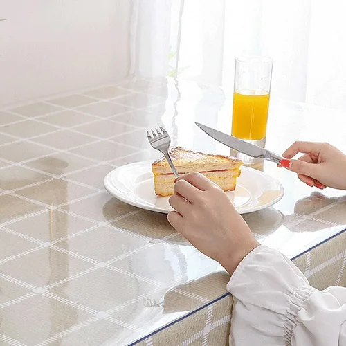 Miniatura 3 de HUHJYUGE Protector transparente de 16 pulgadas, protector de mantel impermeable, cubierta de plástico transparente para mesa de comedor, a prueba