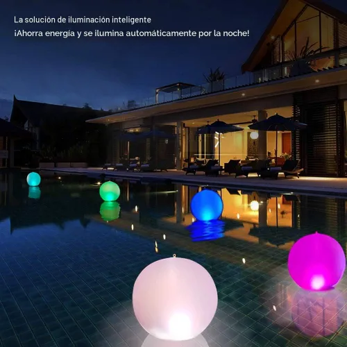 Miniatura 2 de Rukars Luz de Piscina de Bola Flotante Solar 4 PCS, 14 Pulgadas Inflable Colgable IP68 Impermeable Recargable LED Globo Luminoso de Cambio