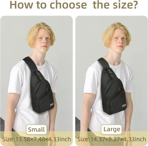 Miniatura 6 de AMJ Bolso cruzado tipo bandolera para hombres y mujeres, mochila de hombro casual, mochila de pecho tipo morral para senderismo y viajes Negro