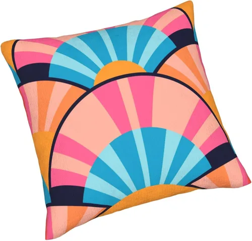 Miniatura 3 de Pack of 2 Short Plush Throw Pillow Covers 18 X 18 Inch, Retro 70S Orange Yellow Pillow Cover Durable Pillowcases, Square Throw Pillow Covers Couch
