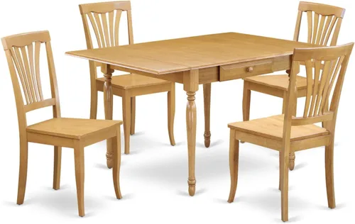 Miniatura 10 de East West Furniture MZAV3-BCH-W - Juego de comedor de 3 piezas para espacios pequeños que contiene una mesa de comedor rectangular con gotas y 2