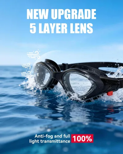 Miniatura 6 de Aegend Gafas de natación antivaho sin fugas para adultos, hombres y mujeres claro negro