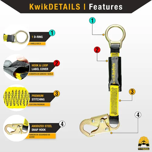 Miniatura 2 de KwikSafety - Charlotte, NC - Dolphin Dorsal [1 unidad] Extensor de anillo en D de 18 pulgadas [fácil conexión] Arnés de extensión de cordón