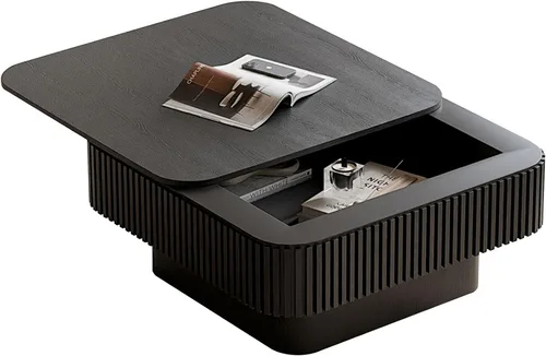 Miniatura 17 de LKTART Mesa de Centro con Tapa Elevable para Sala de Estar, Mesa de Centro Acanalada de Acento con Almacenamiento, Mesa de Té Central Rectangular
