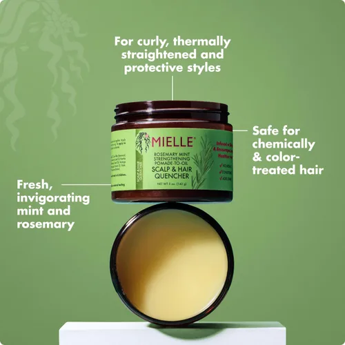Miniatura 4 de Mielle Organics - Pomada para cabello de romero y menta para mujeres y hombres - Hidratante natural acondicionador para nutrir el cuero cabelludo