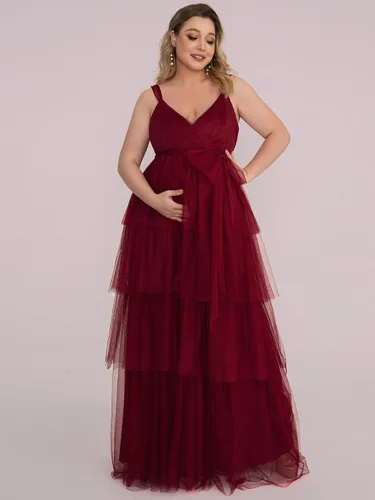 Miniatura 3 de Ever-Pretty Plus Women Plus Size V Neck A Line Maternity Party Dresses for Baby Shower 20794