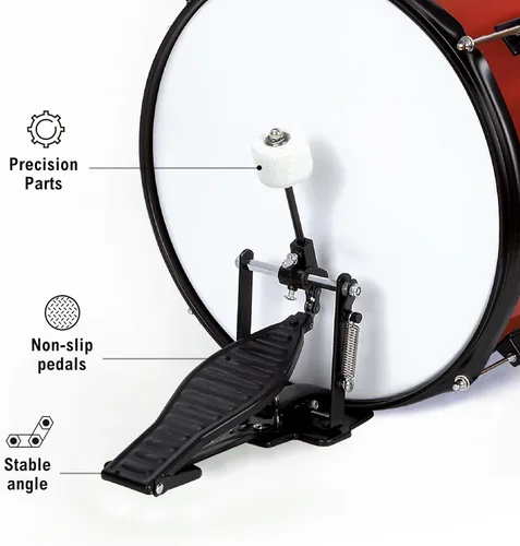 Miniatura 5 de 5 piezas Kids/Junior Drum Set 13" bombo/Principiante (Estándar) /Juguetes musicales para niños, instrumento musical (rojo)