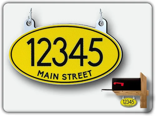 Miniatura 18 de Curb N Sign Placas de Números Colgantes para Buzón - Hechas de Material Compuesto de Aluminio - Súper Reflectantes, Opciones de Doble Cara Números