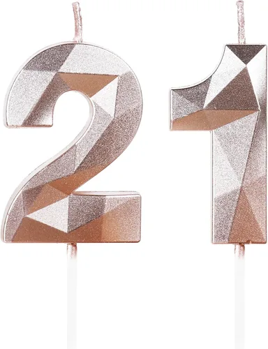 Miniatura 271 de Velas de cumpleaños número 15, velas número 15, velas de feliz cumpleaños de oro rosa para pastel, decoraciones de cobertura de pastel de diseño 3D