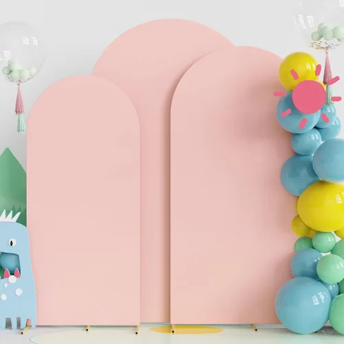 Miniatura 9 de Fomcet Juego de 2 fundas para arco de boda de 6 pies, 7.2 pies, color beige, de 2 caras, parte superior redonda de elastano, cubierta de telón