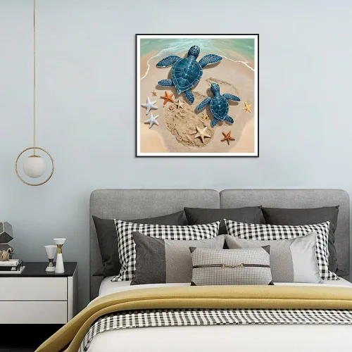 Miniatura 2 de hill froeistung Kits de pintura de diamantes de tortugas 5D para adultos, arte de diamantes de estrella de mar para principiantes, pintura