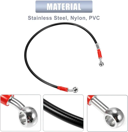 Miniatura 6 de X AUTOHAUX 27.6 in 27.56 "Longitud 0.394 in ID motocicleta freno hidráulico tubo manguera aceite tubo 28° 0° acero inoxidable trenzado cable