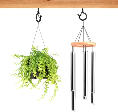 Miniatura 8 de Q Hangers 25 PCS Ganchos de Rosca para Luces de Cadena de Exteriores, Cesta Colgante Giratoria Ganchos para Luces de Patio con Hebilla Segura Gancho
