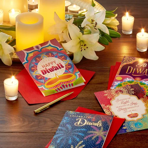 Miniatura 2 de Hallmark Golden Thread Diwali - Surtido de tarjetas Happy Diwali (16 tarjetas con sobres)