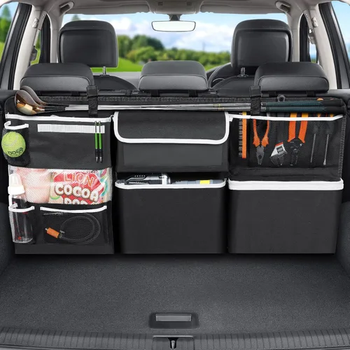 Oasser Organizador de almacenamiento para automóvil, nueva versión, organizador colgante para maletero con 10 bolsas de almacenamiento funcionales