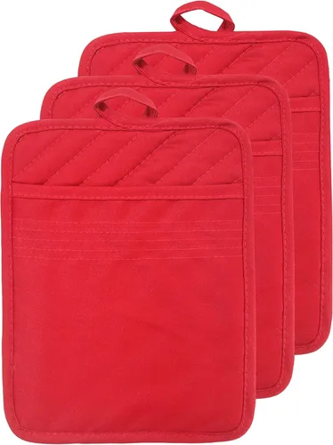 Miniatura 18 de Soporte para olla de horno con bolsillo, de algodón, resistente al calor, para cocina, almohadilla caliente, guantes de horno para cocinar y Gris